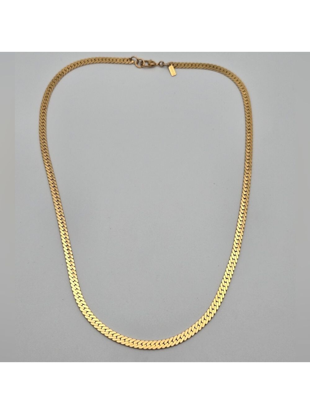 Vintage Monet Herringbone Chain Necklace Gold Plated 18”
